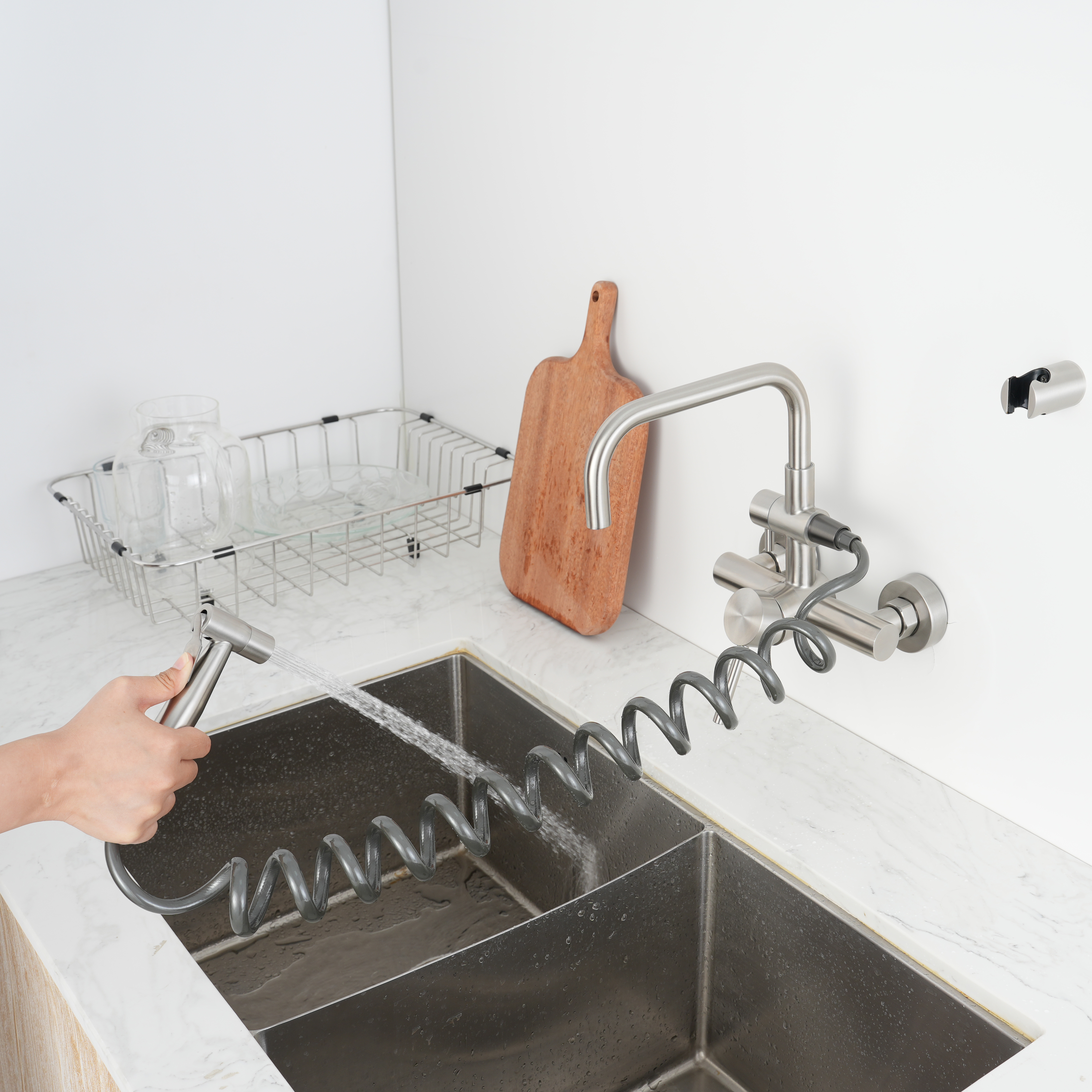 Lead-Free，Wall Mount Kitchen Faucet，304/316 Stainless