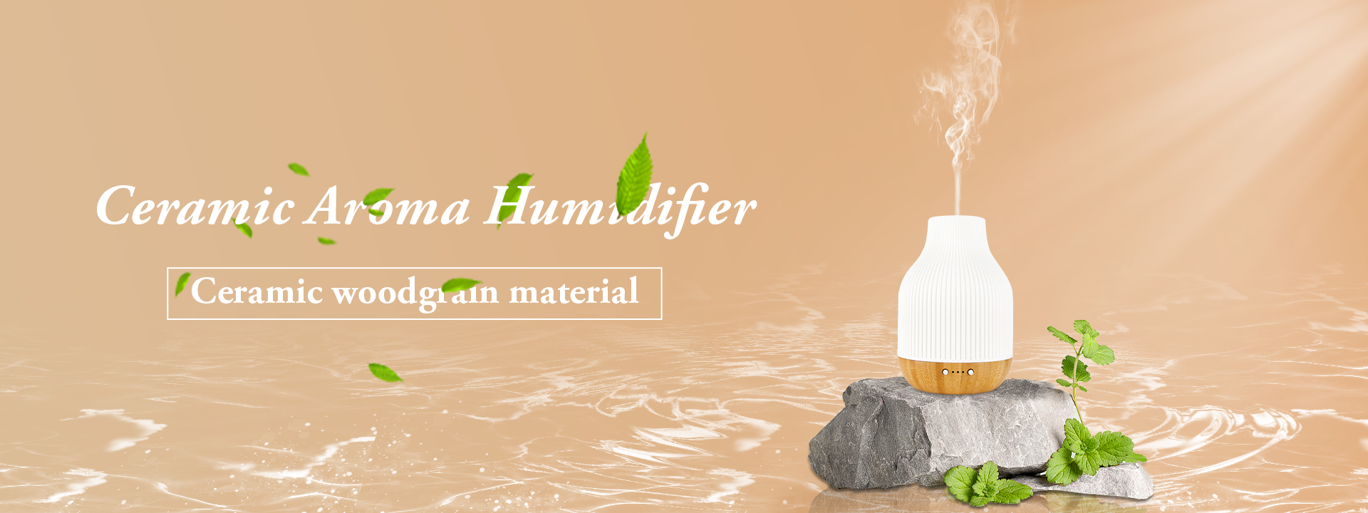 Bamboo Ceramic Aroma Diffuser on a Rock