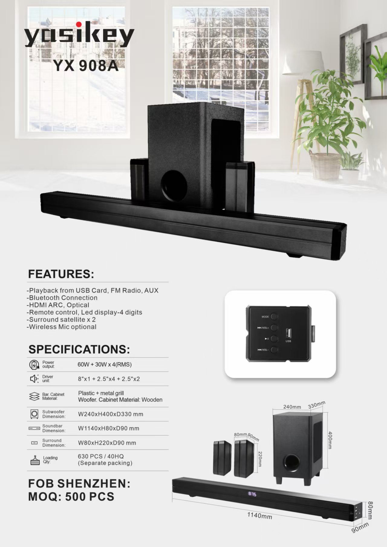 5.1 Soundbar System YX-908A by YASiKEY