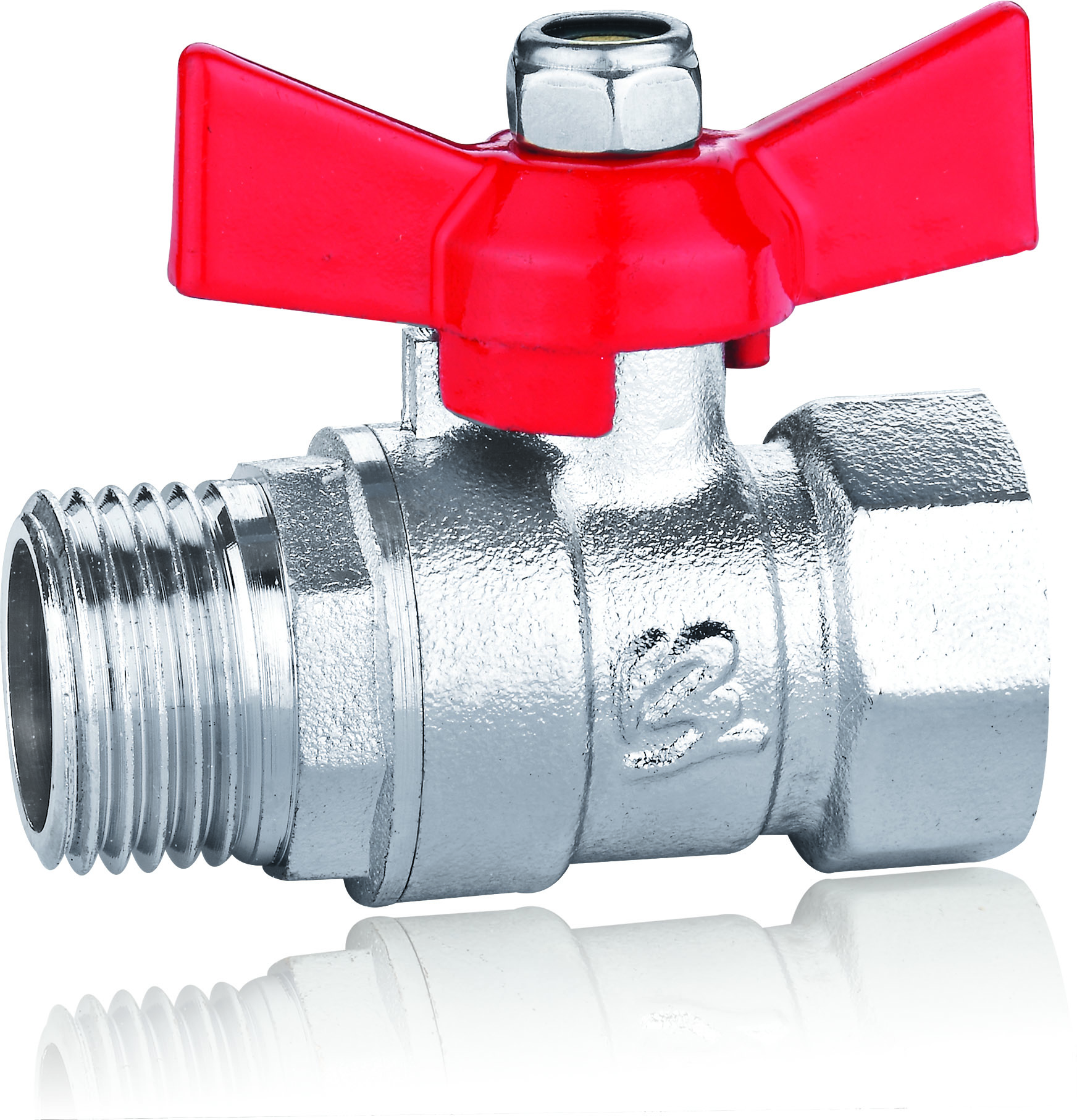 216 Type Plated Internal and External Thread Butterfly Handle Brass Ball Valve
